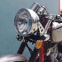 Vista 7 de Carcasa cromada para faros delanteros de motocicleta, 5.75, 5 3/4 pulgadas, cubo de faros delanteros compatible con Shadow Cafe Racer Bobber Cruiser