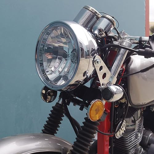 Miniatura 7 de Carcasa cromada para faros delanteros de motocicleta, 5.75, 5 34 pulgadas, cubo de faros delanteros compatible con Shadow Cafe Racer Bobber Cruiser