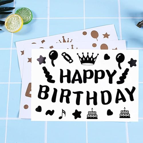 Miniatura 5 de Calcomanías de globos de feliz cumpleaños, calcomanías de globos Bobo de colores mezclados, 10 unidades, calcomanías de letras de vidrio, caja de