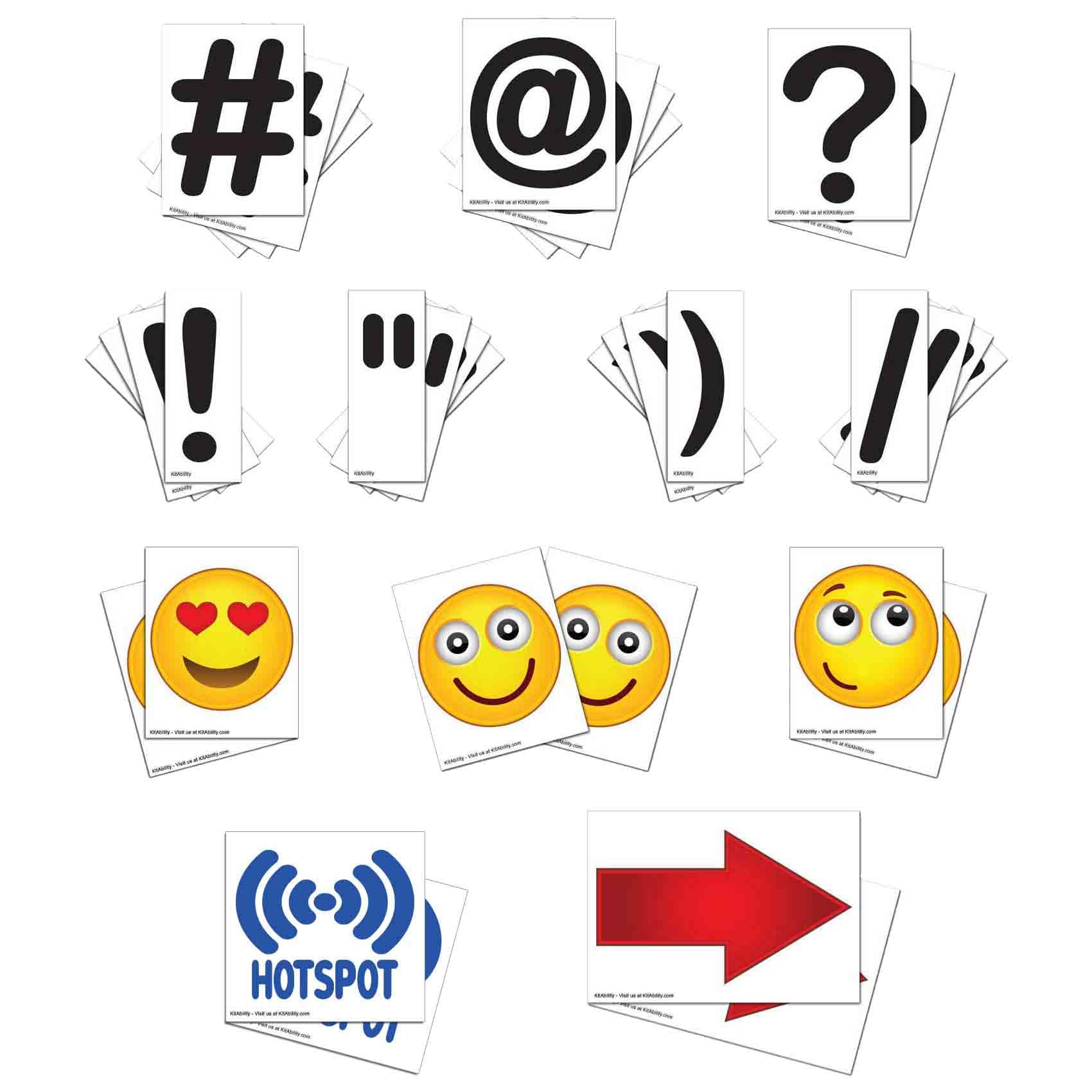 KitAbility Get Social 4 Inch Set for White Message Board Sidewalk Signs, Includes Emoji, Symbols, Additional Punctuation, and Arrows