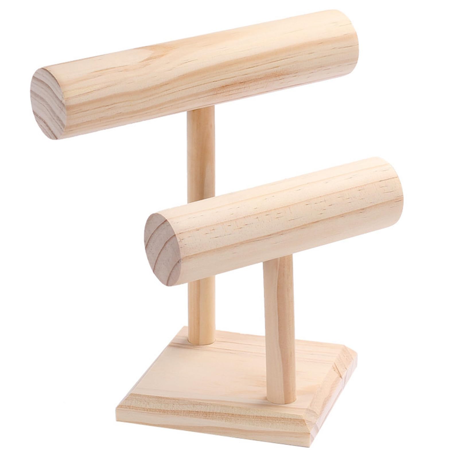 Klynovalu Stylish Wood T Rod Jewelry Holder Elegant Wood Jewelry Display Rack Storage Organizers for Bangles and Watches User Friendly Stand