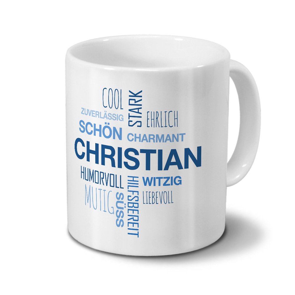 Personalisiert Kaffeetasse Für Kevin – Tasse Mit Namen & Positiven Eigenschaften (Blau, 325 Ml)