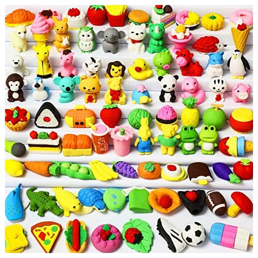 MGparty 100PCS Animal Pencil Erasers Bulk Take Apart Erasers 3D Animal Erasers Party Toys Assortment for Kids Birthday Party Favors Carnival Prizes Box Classroom Rewards Treasure Box