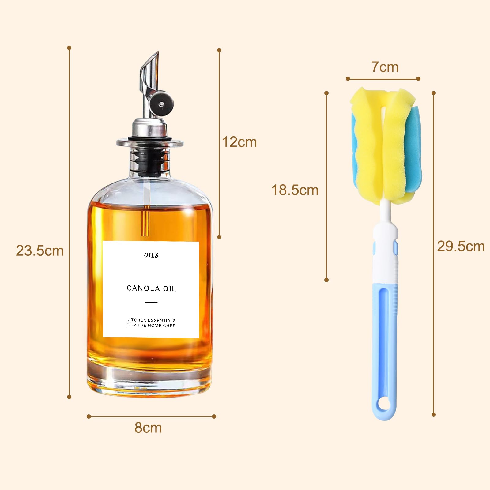 Dispensador de Aceite y Vinagre para Cocina,4pcs Botella Aceite de Oliva,Botella Cristal de Aceite de Oliva 500ml,Botella de Aceite de Oliva,Dispensador de Aceite con Embudo