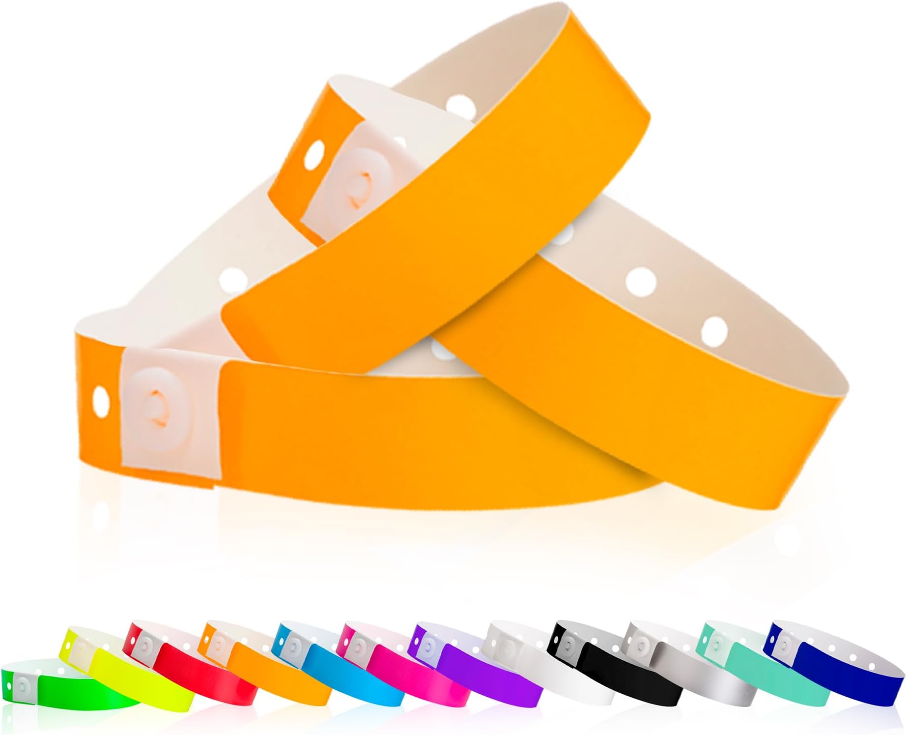 500 WristCo Neon Orange Plastic Wristbands for Events
