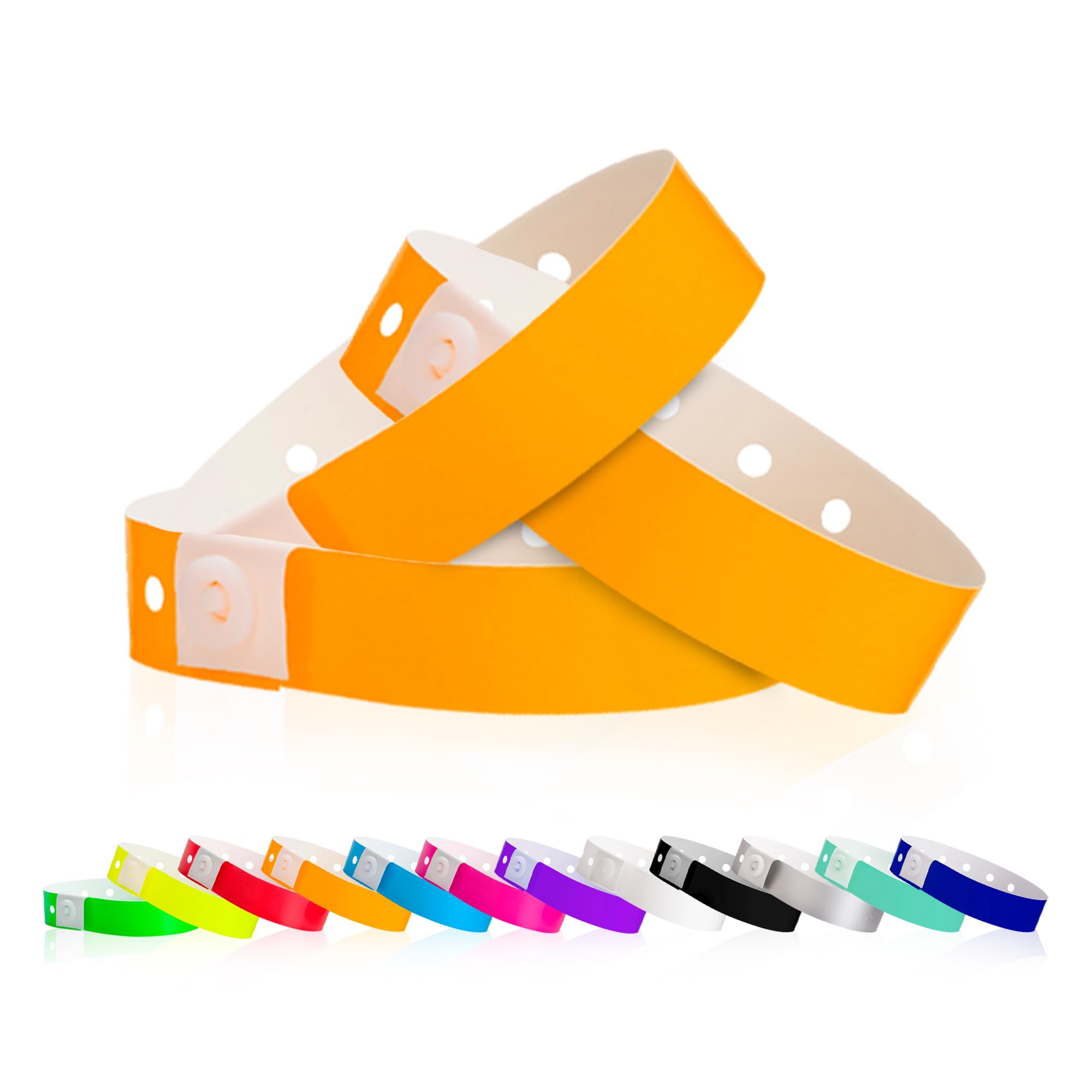 100 WristCo Neon Orange Plastic Wristbands for Events