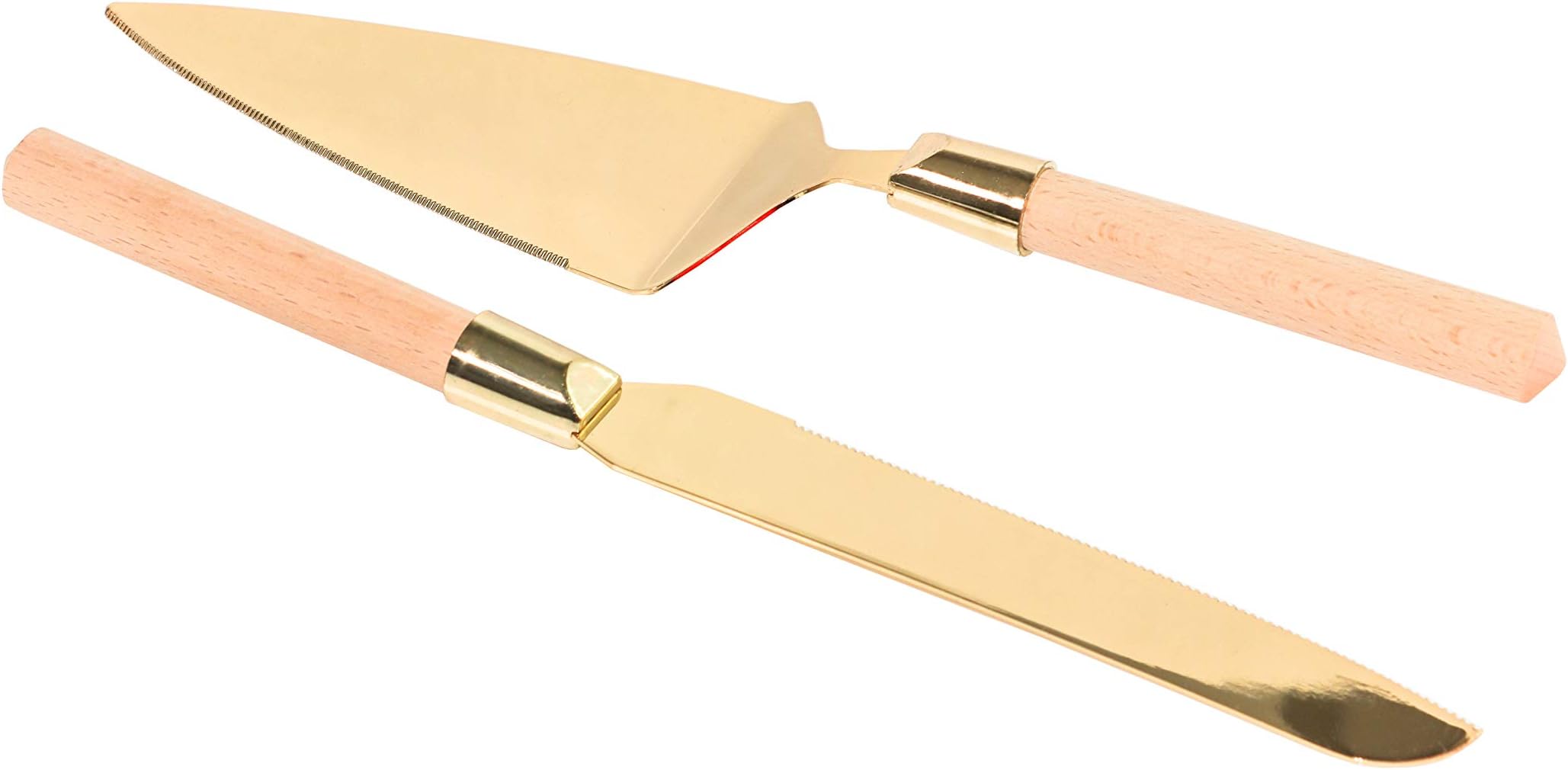 David Tutera Gold Cake Wood Handle, 2 Pieces Serving Set