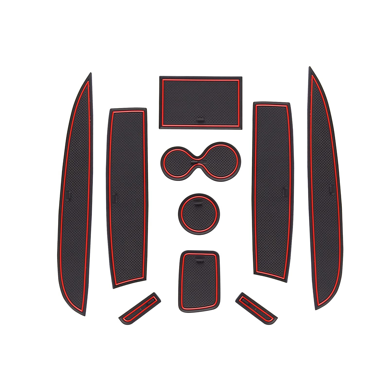 GAFAT Clio 4 2013-2019 - Tappetino antiscivolo in gomma per console centrale, bracciolo, portabicchieri, cuciture porte (rosso)