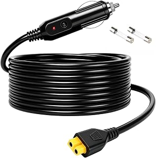 12V/24V 차량용 충전기 케이블, BLUETTI AC70, AC50B, EB55, Elite 200, 100 V2, Ecoflow 및 기타 휴대용 발전소용. XT60 커넥터 특징; 태양열 발전기 DC 전원 어댑터 케이블 (2m)