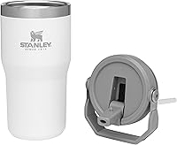 Vista 155 de Stanley - Vaso con popote plegable IceFlow con asa de 30 onzas Tapa de giro y popote abatible Botella de agua resistente a fugas Acero