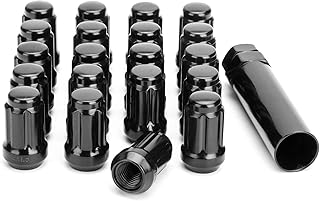 glorider 1/2-20 Lug Nuts Spline, 20pcs 1/2x20 Aftermarket Wheel Lug Nut 1.38" Tall Tuner Conical with Socket Key for Jeep Wrangler Cherokee Commander Comanche Liberty CJ5 CJ7 TJ JK XJ ZJ