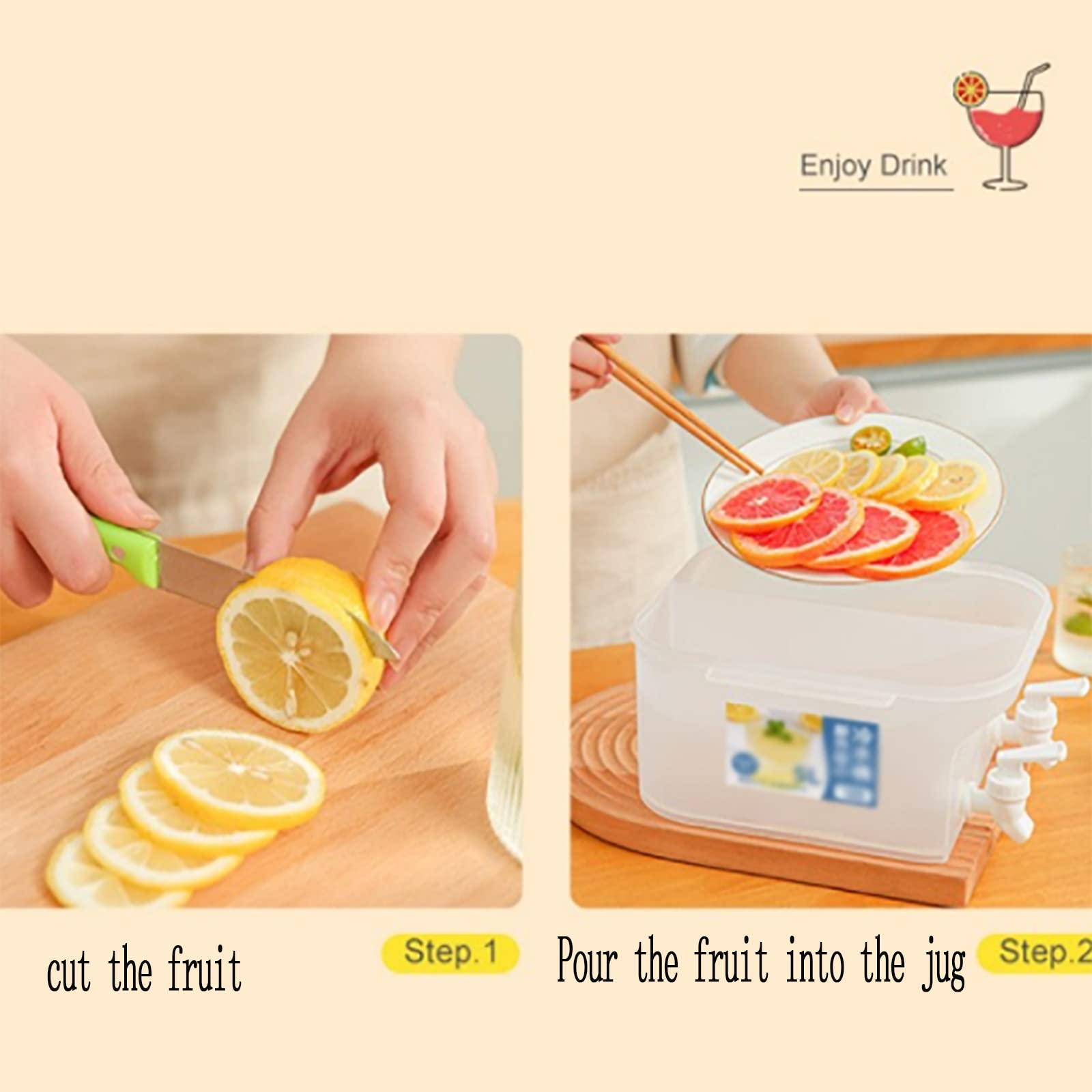 Jarra De Agua De 4 L con Grifo, Infusor De Agua Helada Grande Reutilizable Cubos Fríos con Tapa, Dispensador De Bebidas De Plástico, Gran Capacidad, para Hacer Tés Y Zumos