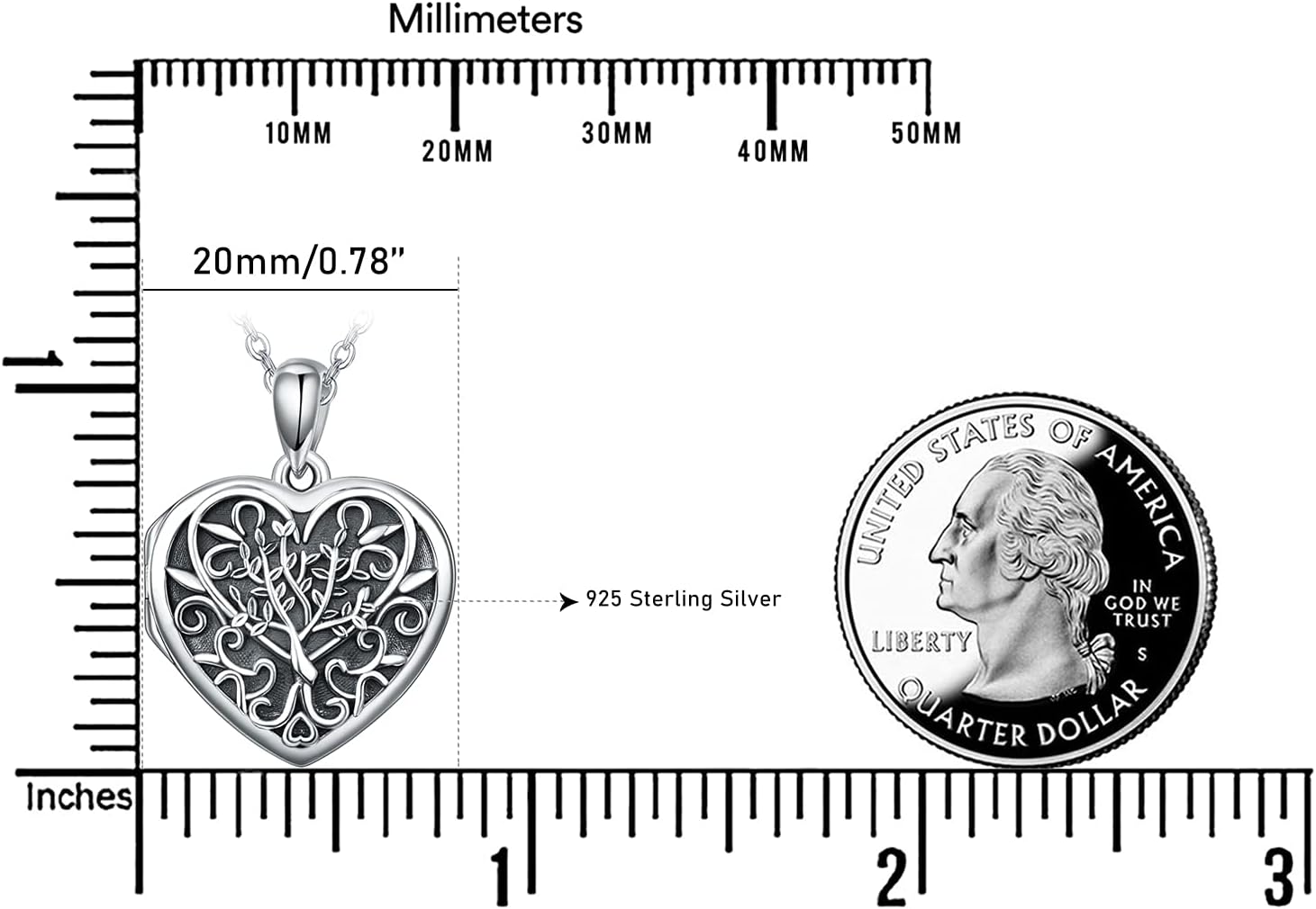 TANGPOET Heart Locket Necklace for Women 925 Sterling Silver Photo Locket Holds Two Pictures Inside Memorial Keepsake Jewelry Gifts for Mothers Day Birthday Christmas - Image 2