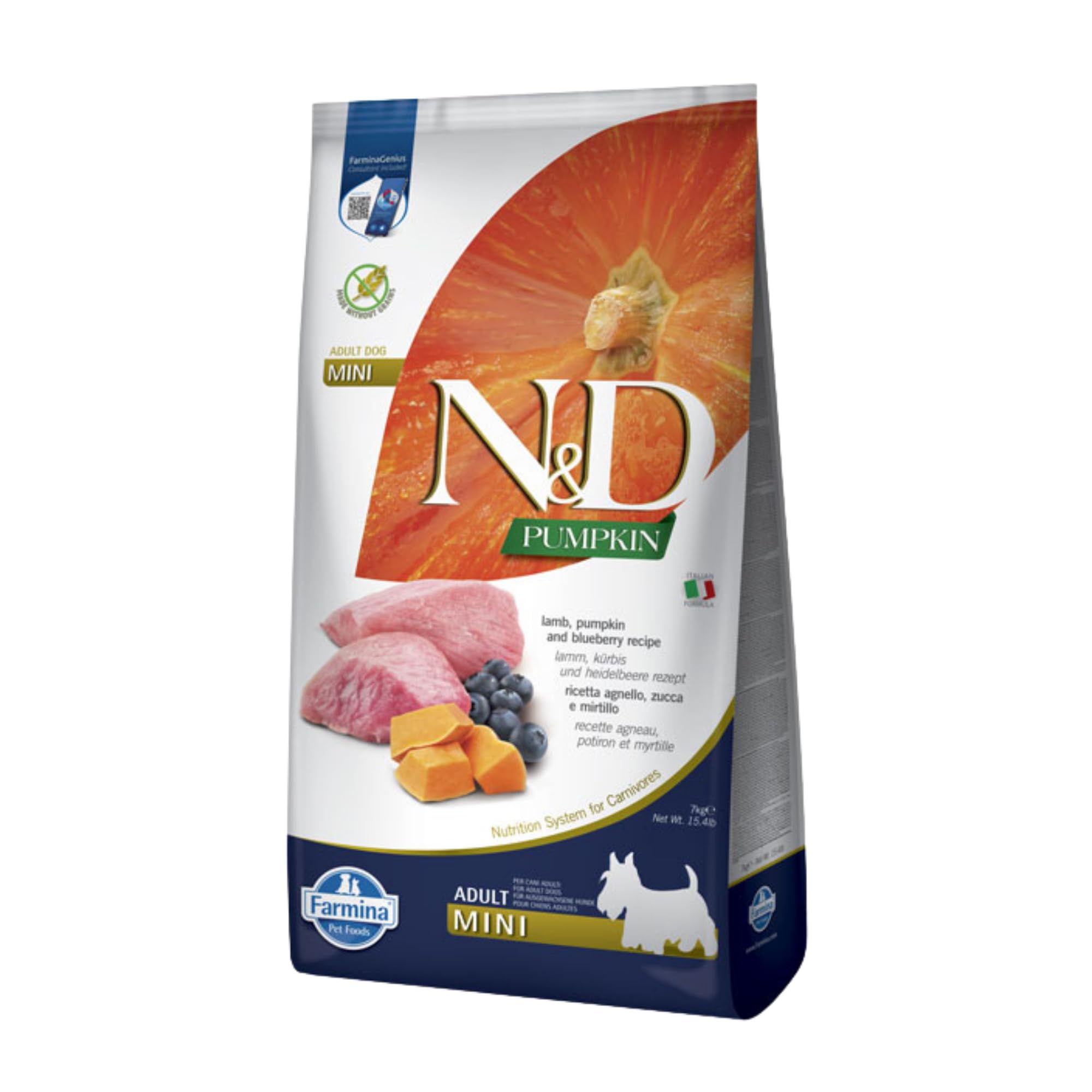 Farmina N/D Adult Mini Grain Free 7 kilogramm Cordero Calabaza arándano