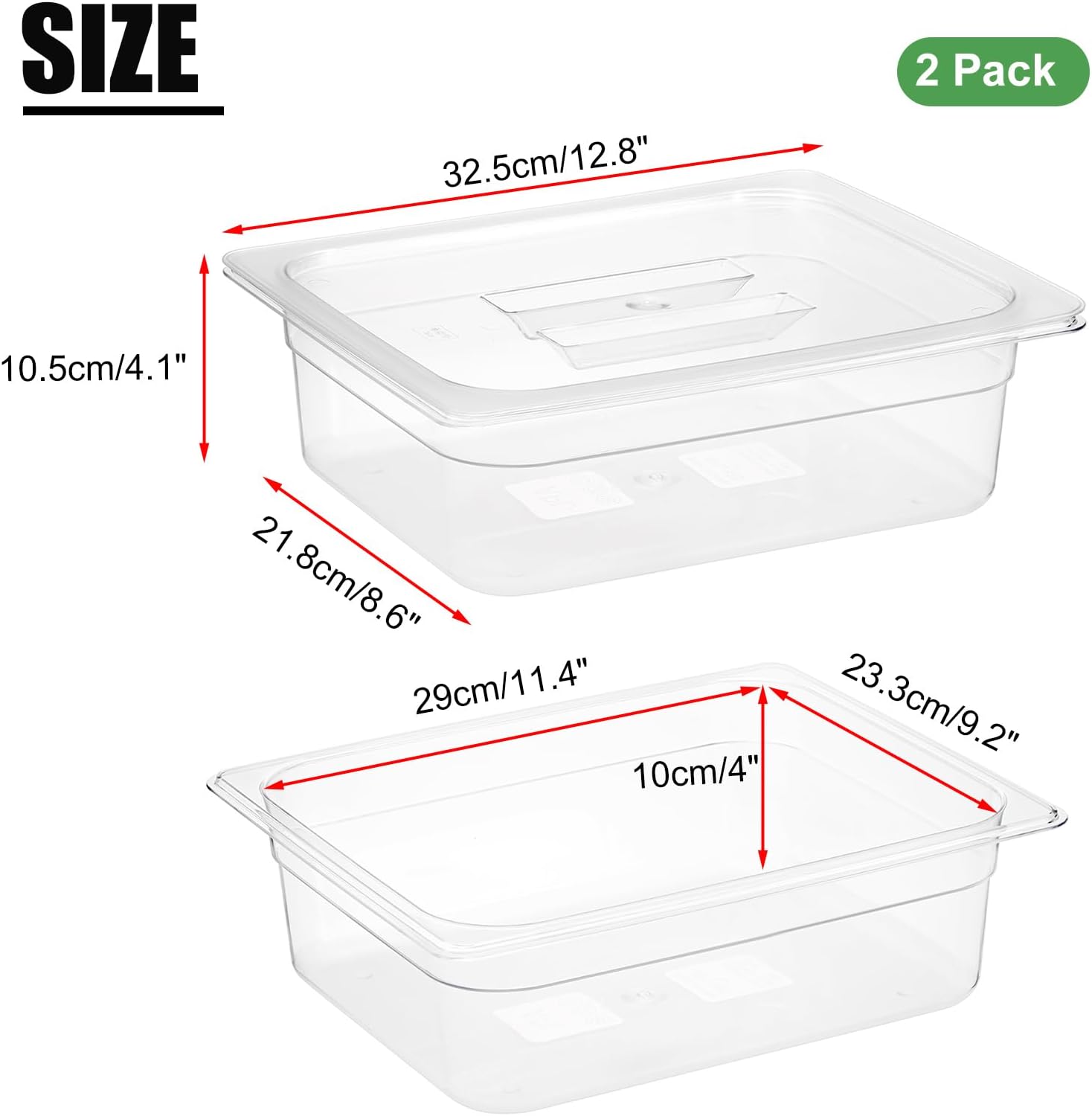 2 PCS Clear Pizza Dough Proofing Box with Lids, 12.8x9.2 Inch Dough Trays for Bread Making, Graduated Pizza Proofing Container Fits 4 Dough Balls for Home Kitchen, Restaurants, Chef(Small)