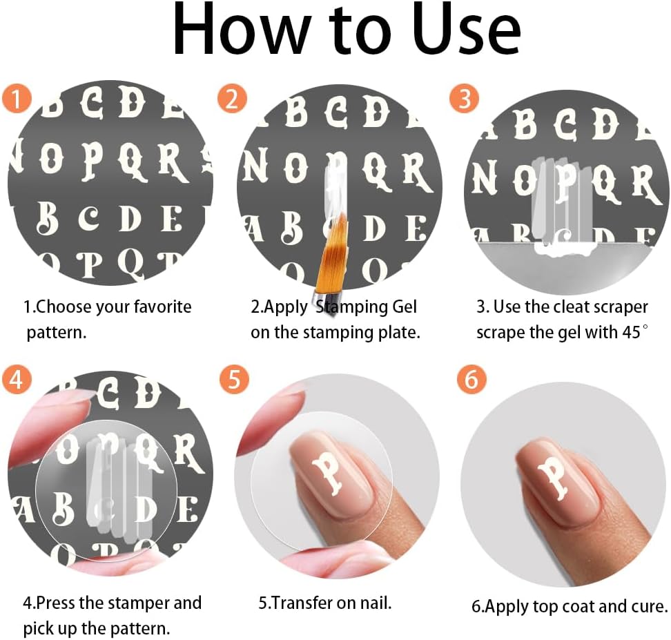 PH PandaHall 3pcs English Letter Nail Stamping Plates Alphabet Nails Image Plates Personalized Fonts Manicure Art Templates Graffiti Letter Nail Art Stencils for Women Nails Design DIY Printing