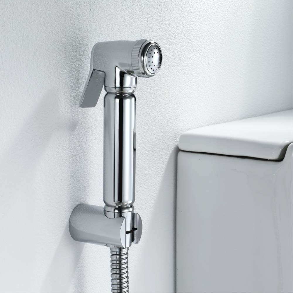 Handheld Bidet Sprayer Head Brass Chrome Bathroom Shower Bidet Tap Portable Toilet Bidet Shower Head for Toilet Cleaning, Pet Bath, Personal Hygiene,B (Color : A)