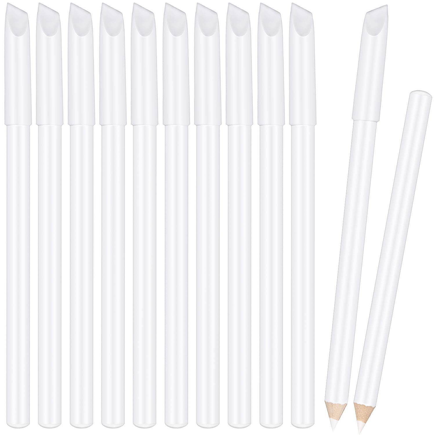 12 Pieces White Nail Pencil 2-in-1 Nail Whitening Pencils French Nail Art Pencils with Cuticle Pusher for DIY Nail Art Manicure Supplies : Beauty