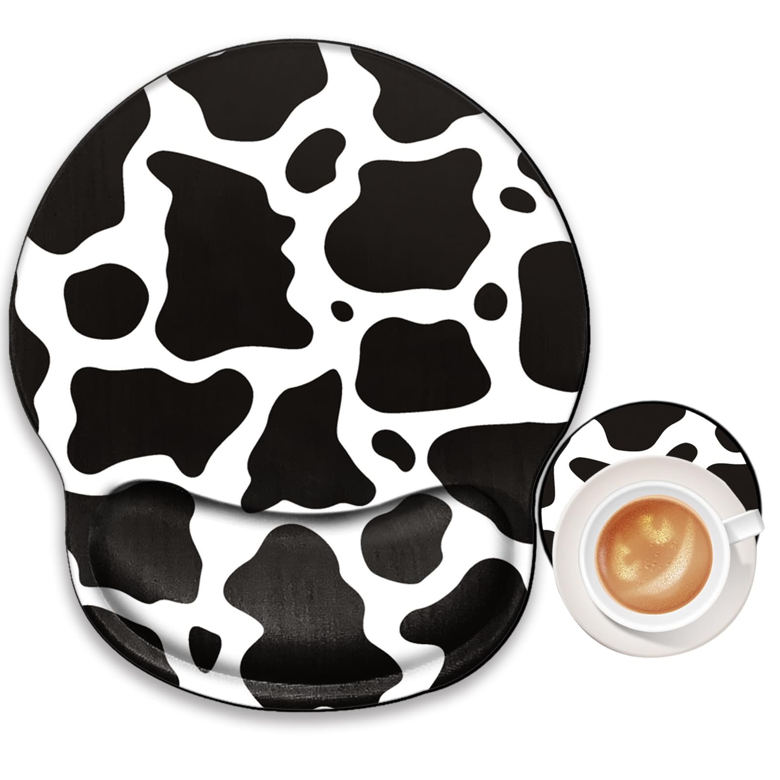 Cow Print Mouse Pad with Wrist Support Ergonomic Mousepad Wrist Rest Gel Mouse Mat Gaming Cushion Mouse Pads for Computer Office Work Women Men Kids