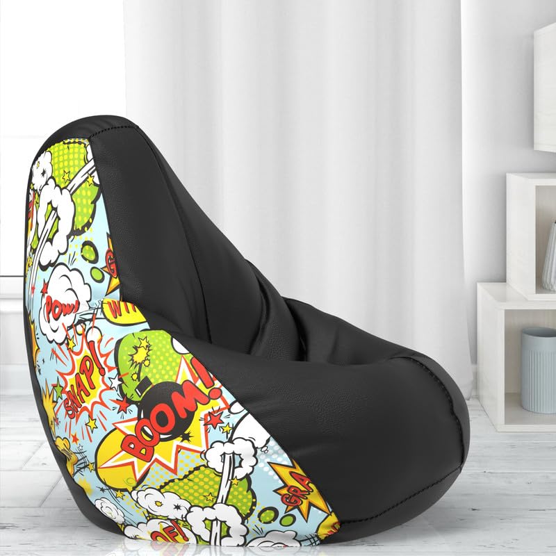 Biggie Bean Bag BiggieBean Cover 6XL- Official: Jack & Mayers Bean Bags - Max User Height : 6-6.5 Ft. - Weight : 99-110 Kgs(Model: Boom Bam - H - Black Green)-image-42