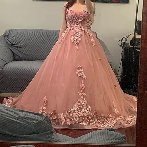 Zhangyo Dusty Rose Strapless Quinceanera Dresses With Train Sweet 15 Lace Ball Gowns For Girls Puffy Tulle Sweetheart Prom Dresses For Women 4 #TOP4