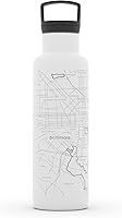 Vista 212 de Well Told Botella de agua aislada con mapa de Washington DC grabado, botella de acero inoxidable grabada (21 onzas, blanco) botella aislada de mapa
