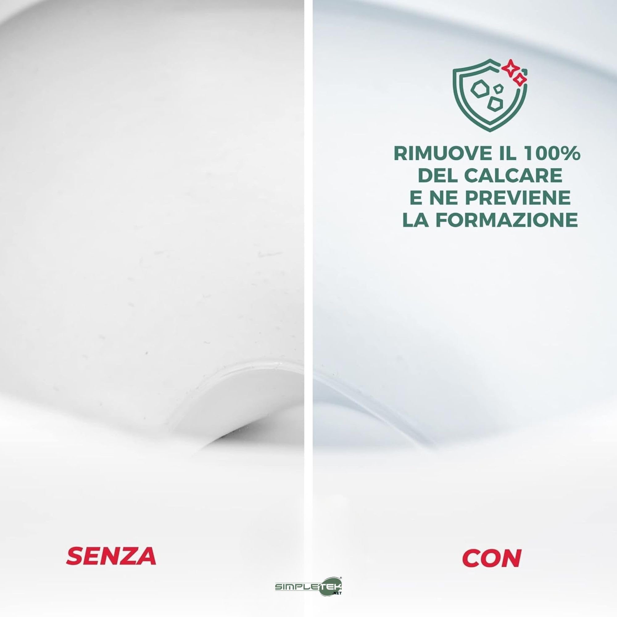 SIMPLETEK - Disinfettante Disincrostante Gel Bagno 12x 700ml | Elimina 100% Calcare, Germi e Batteri | Eco-Flacone [12 pezzi]