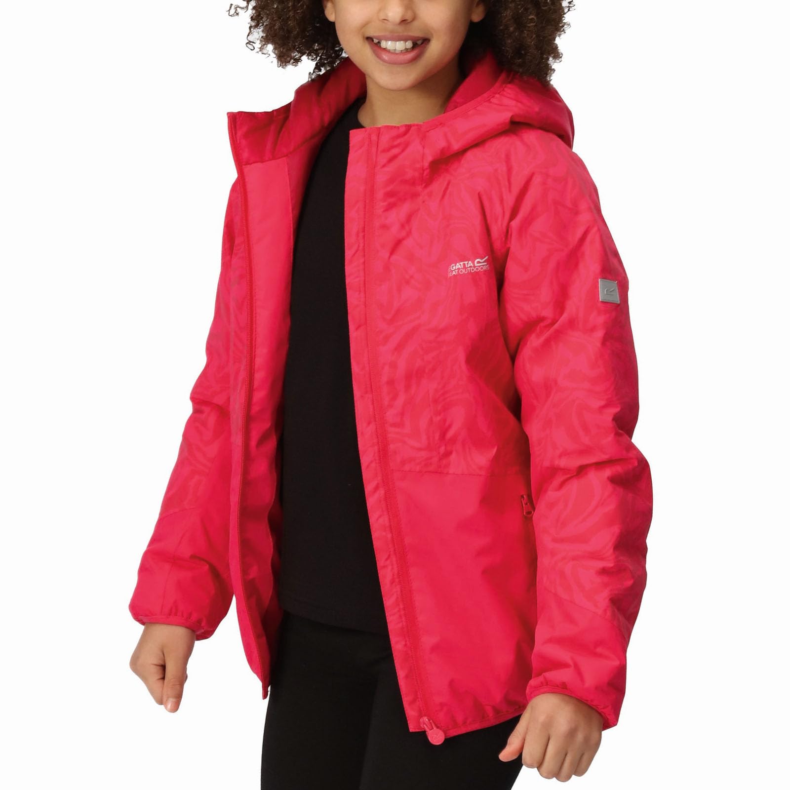 Regatta (14 Yrs, ) Kids Volcanics Vii Reflective Waterproof Rain Jacket Coat Pink