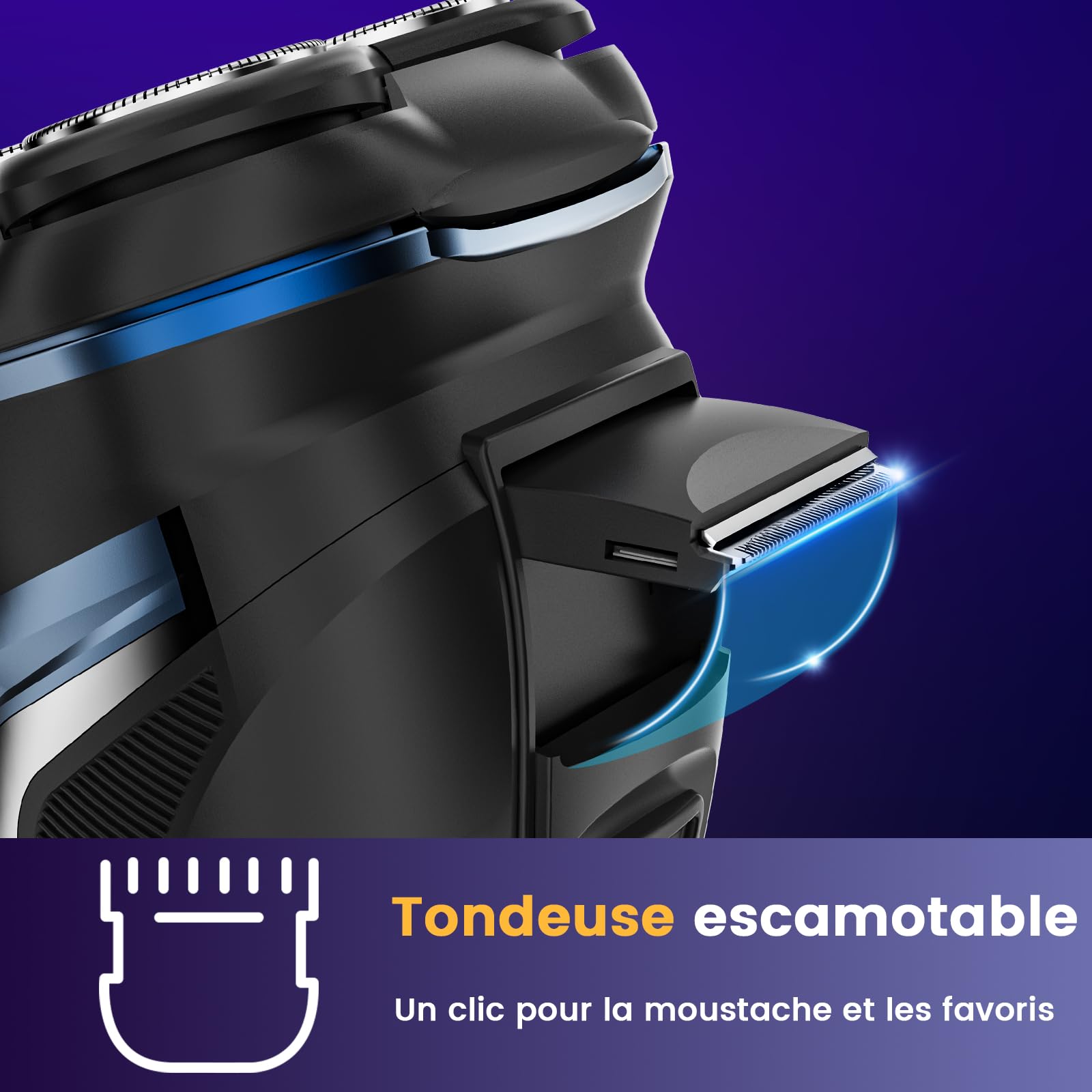 Skycool Rasoir Electriques Hommes, Rechargeable Sans Fil Tondeuse Barbe Homme, Rasoir Homme À Sec Et Humide avec Tondeuse Pliable, Rasoir Barbe Homme avec Deux Modes De Vitesse, Affichage Led