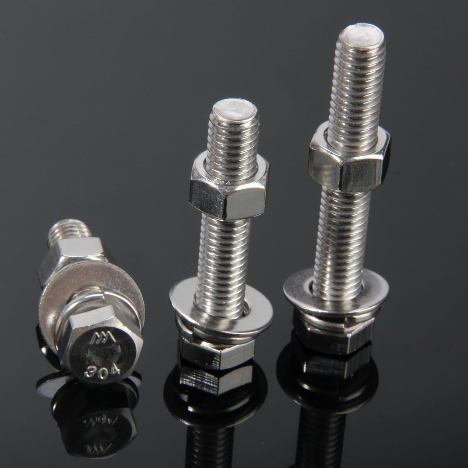 307PCS Nuts and Bolts Assortment Kit,1/4-20, 5/16-18,3/8-16 Hex Head 304 Stainless Steel Bolts and Nuts Kit, Assorted Nuts and Bolts, Flat & Spring Lock Washers with Case