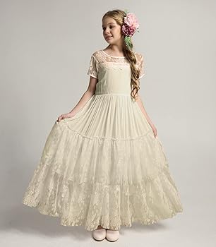 Amazon.com: BIBIHOU Kids Girls Lace Round Neck Holiday