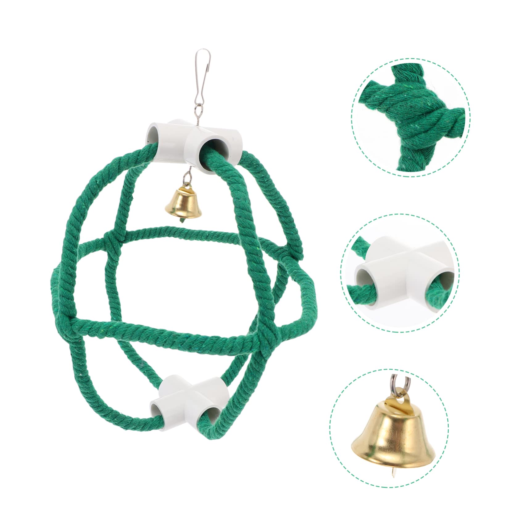 ibasenice Pet Bird Swing for Parrots Cotton Rope Chewing Swing with Bell Promotes Healthy Feet Muscle Stimulation for Bird Playgrounds Relief