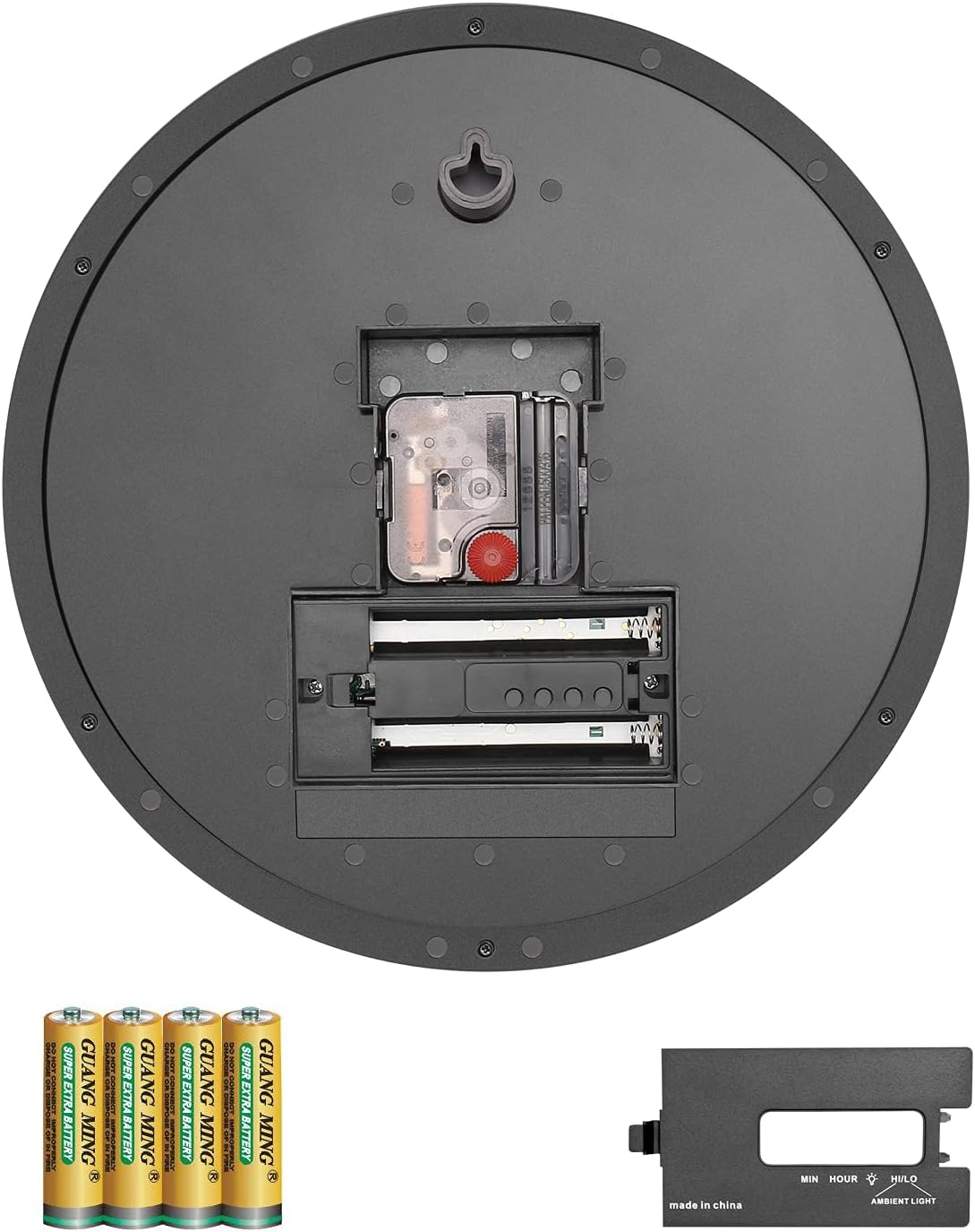 Night Light Wall Clock Battery Operated with LED Display, 12 Inch Silent Non-Ticking Quartz Wall Clock for Bedrooms, Classroom, Kitchen, Living Room