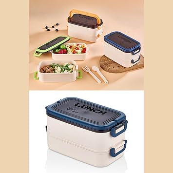 Jouis Beslenme Kutusu 1200 ml 2 Katlı Bölmeli BPA'sız PP Plastik Sefer Tası ve Beslenme Çantası - Lunch Box, ÇATAL KAŞIK Dahil Okul Beslenme