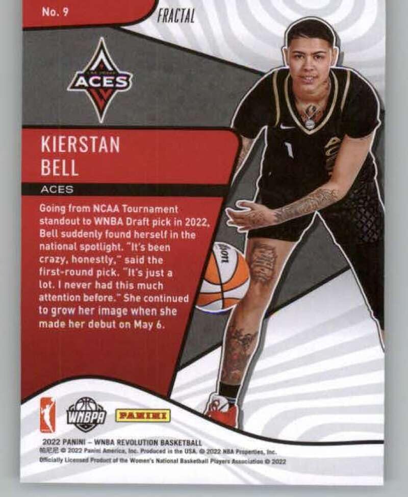Miniatura 2 de 2022 Panini WNBA Revolution Rookie Revolution Fractal #9 Kierstan Bell Las Vegas Aces Basketball Trading Card