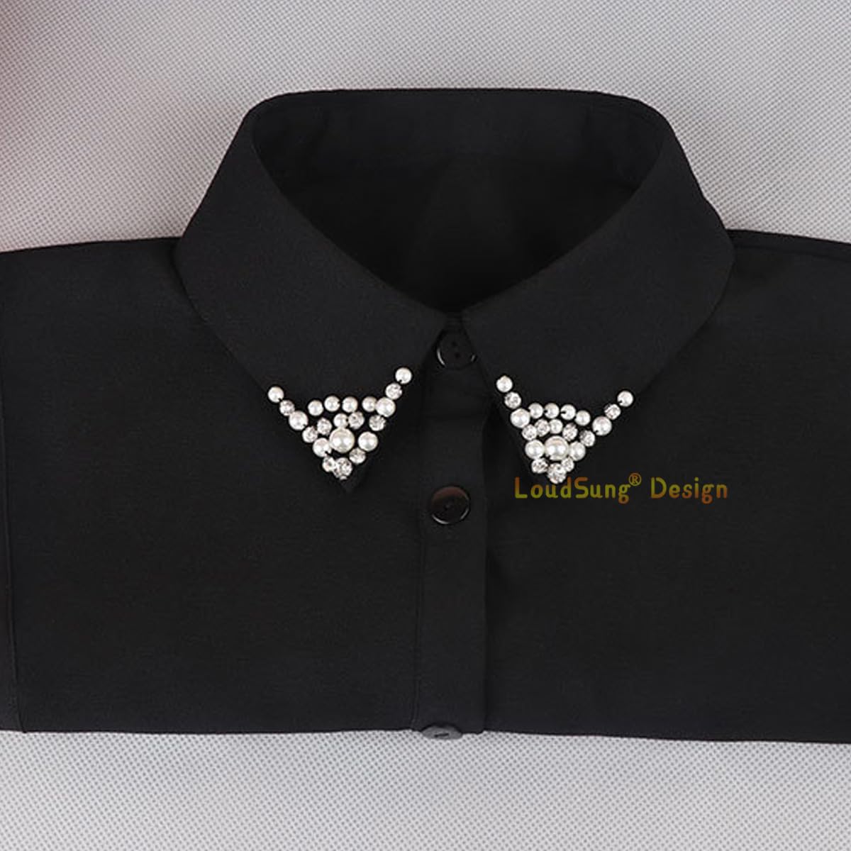 LoudSung FAKE HALLAR Abnehmbares Halbhemd -Hemdbluse falsche Kragen Sets elegante Diamantreine Farbe für Frauen Mädchen 3pcs