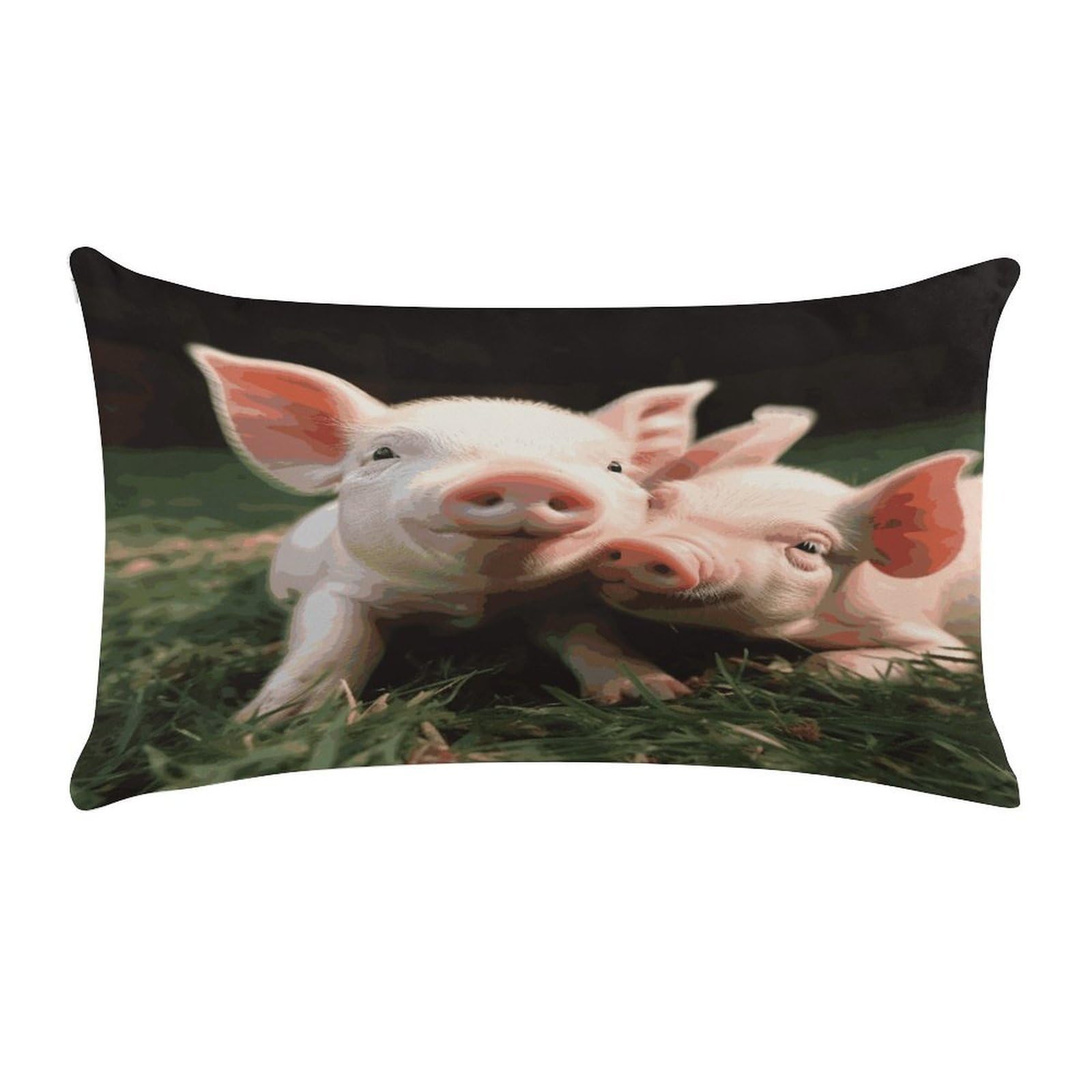 LDGSUPH Smiling Throw Pillow Cover with Zipper Long Throw Pillow Case Anti-Fading Pillow Protector Super Soft Decorative Cushion Case Exquisite Plush Pillowcase12 X 20 in