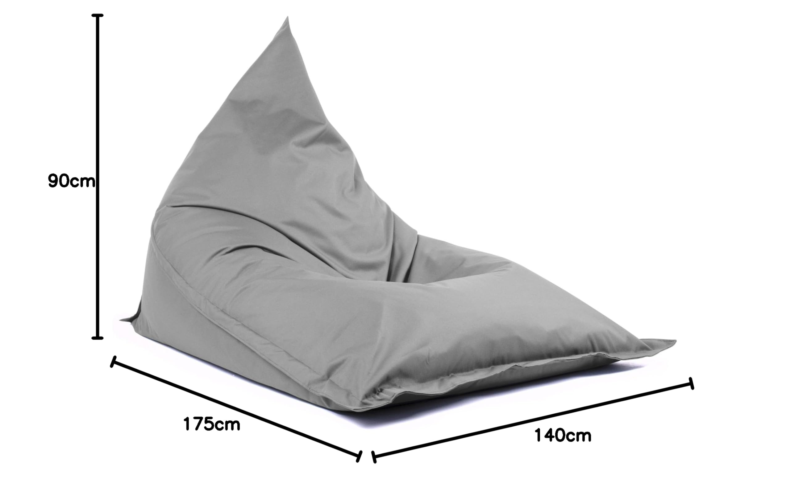 Avalon - Puff Poltrona Sacco da Esterno e Interno Gigante Shongo Deluxe Sfoderabile, Pouf Sacco Sartoriale, Bean Bag per Sedersi Impermeabile, Perfetto da Giardino, Made IT(140x175cm-Grigio)