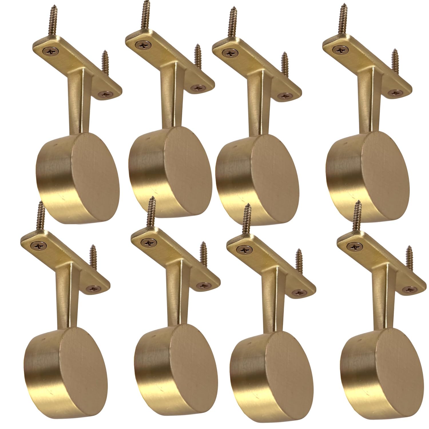 Desunia Die-Cast End Hanger for Satin Brass Round Closet Rod | 32mm Diameter |8 Pack