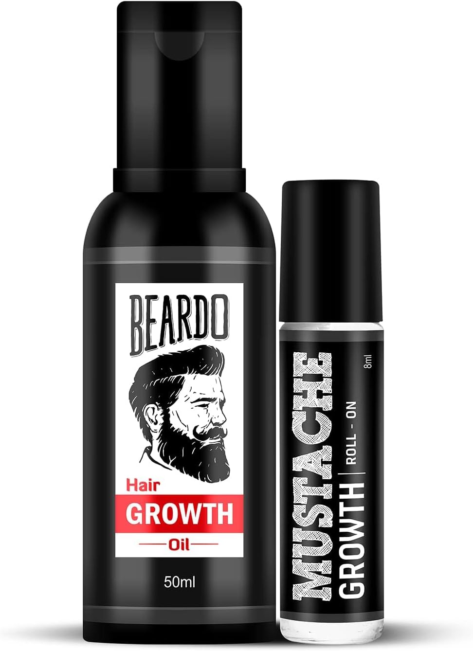 Beardo Beard Growth Combo | Beard Growth Oil 50ml and Mustache Growth Roll-on 8ml | Beard Oil for Patchy and Uneven Beard | Beard Growth