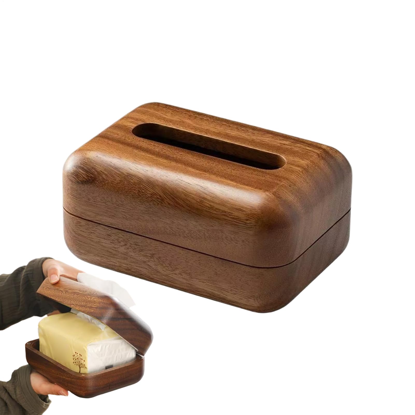 Portafazzoletti di Legno Organizzatore Da Tavolo Moderno In Legno Massello