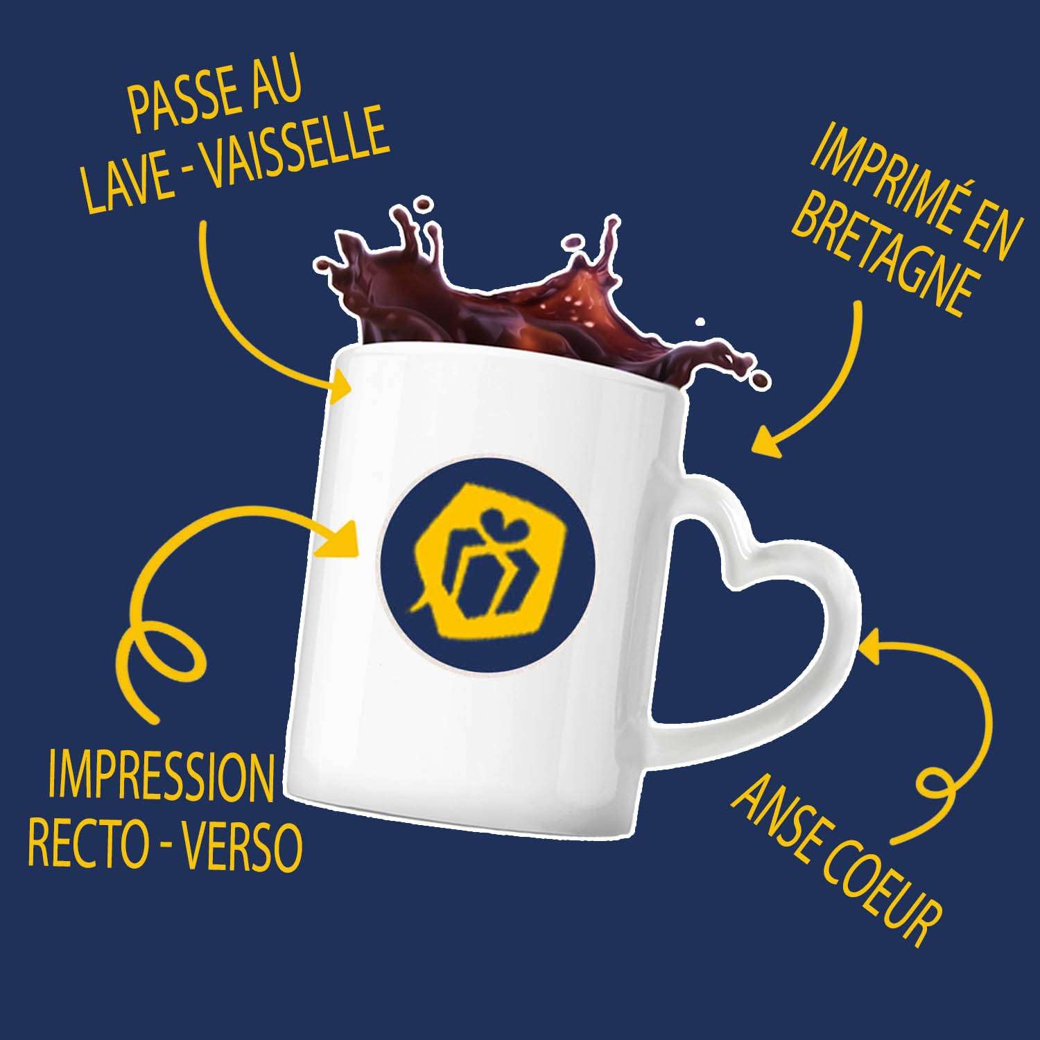Otshirt Tasse Cœur Madame Lison | Mug | Idée Tasse Personnalisable en forme de Cœur Cadeau Anniversaire Fête Original Famille Travail Départ Collègue Retraite Noël. (Bleu)