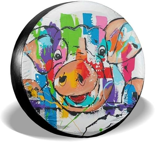 INYANIDI Cubiertas de neumático universal protector solar duradero impermeable colorido animal feliz rancho cubierta de rueda para Jeep, remolque,