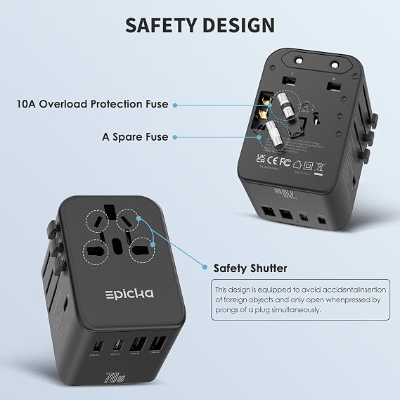 EPICKA TA-105 Grey and TA-105 Pro Black Universal Travel Adapter