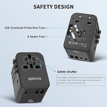 EPICKA TA-105 Grey and TA-105 Pro Black Universal Travel Adapter