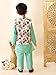 Superminis Boys Cotton Printed Gota Work Kurta Pyjama with Jacket Ethnic Wear Set (6-7 Years, Green)