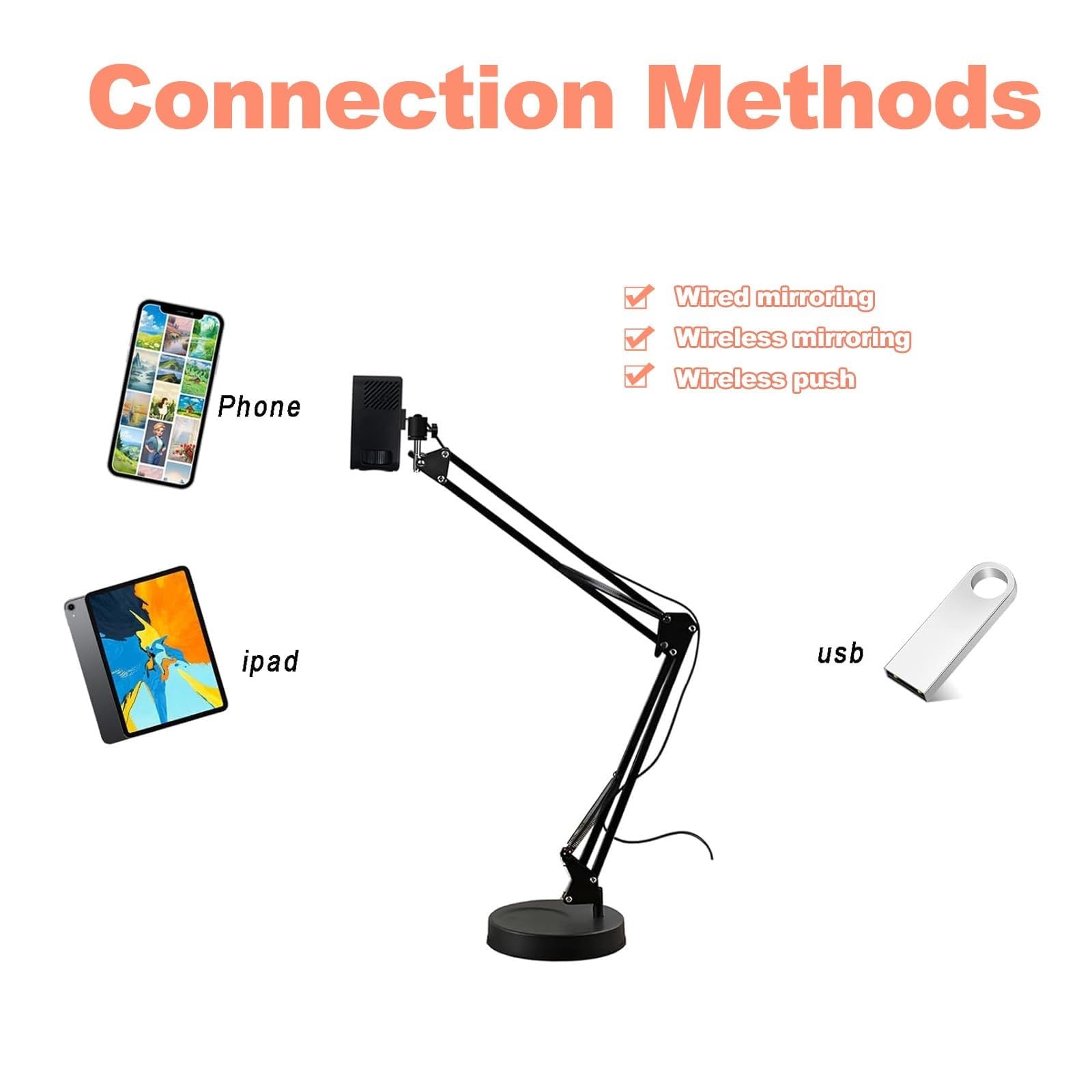 Inteligentny projektor do rysowania, inteligentne narzędzie do projekcji szkiców, łączność Wi-Fi i USB, przenośny bezprzewodowy projektor dos malowania, kompatybilny z telefonami i tabletami