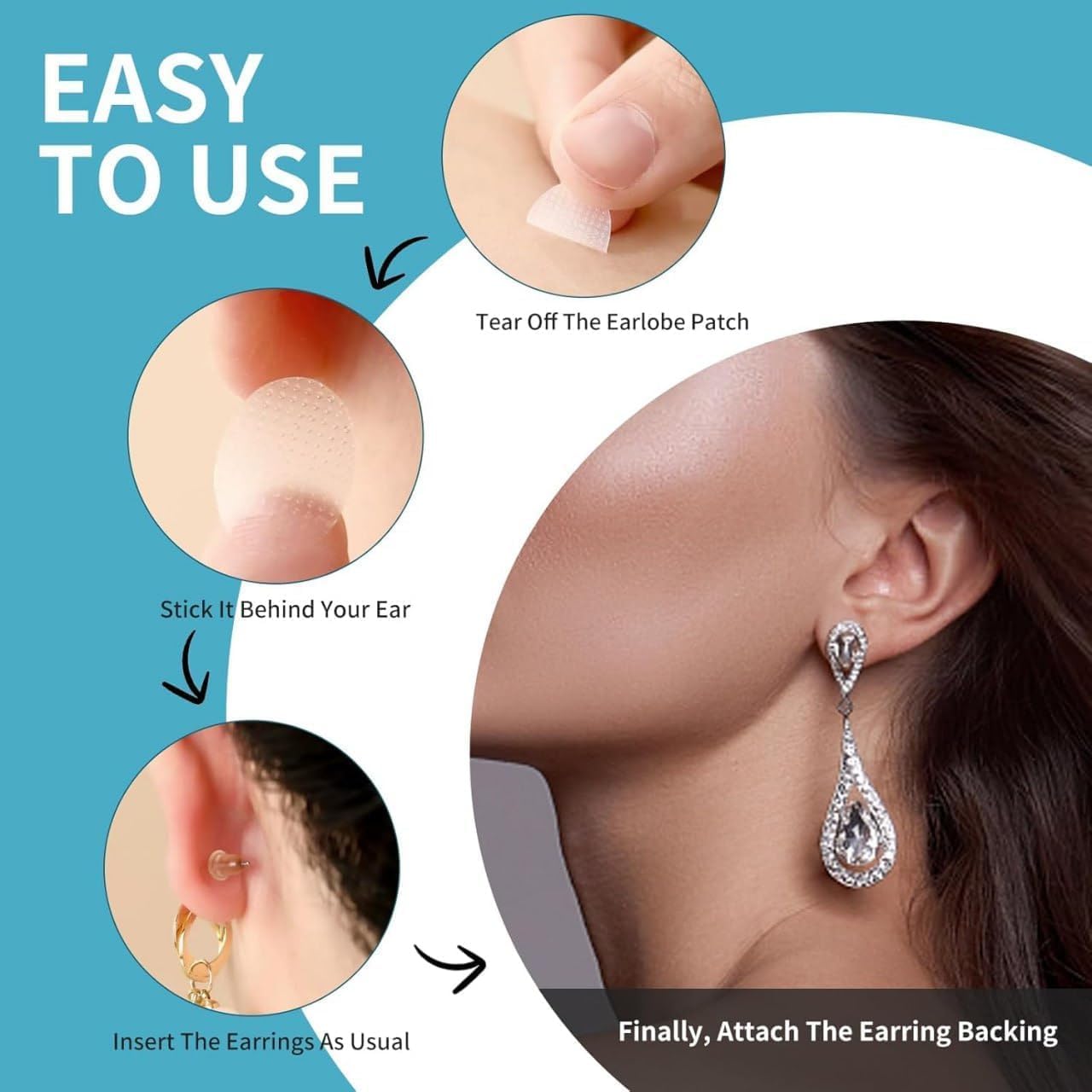 ORBITORA (100 Pcs) Premium Earlobe support patches for heavy earrings| Ear lobe support tape Ear stickers for heavy earrings & big Jhumkas 1