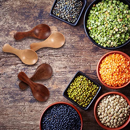 20 Peças Colheres de Madeira Pequenas Mini Condimentos Açúcar Tempero Sal Mel Colher de Chá Café Com