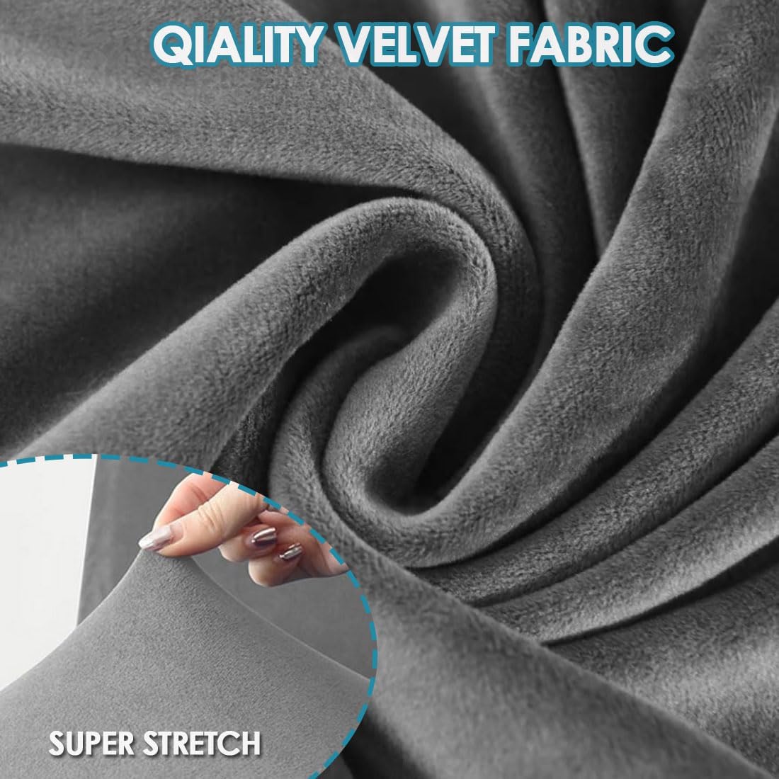 Stool Covers Rectangular Velvet Set of 4 Vanity Stool Covers Stretch Washable Saddle Bar Stool Slipcover Bench Seat Protector with Elastic Bands Counter Bar Stools Chairs Covers Dark Gray